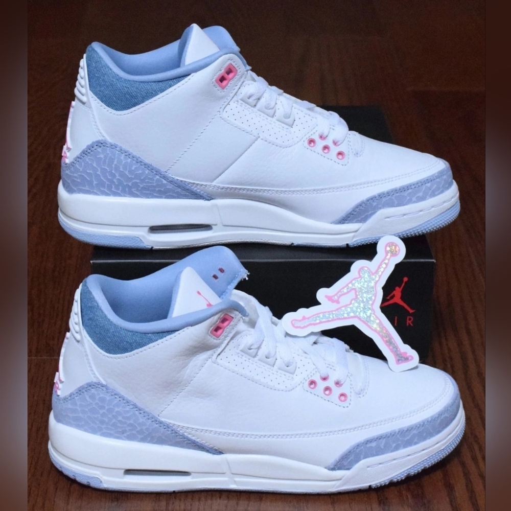 AIR JORDAN 3 RETRO WHITE-COBALT-PINK WOMEN US SIZE 7.5 NEW IN BOX